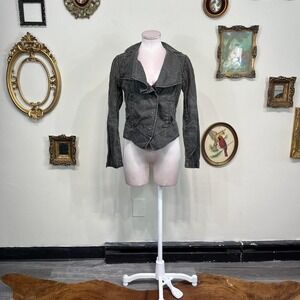 Cabi "Ruffled Up" Waxed Linen Moto Jacket - Style 901